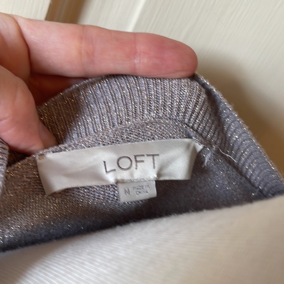 Loft Gray cold shoulder sweater with woven metallic - Picture 4 of 5